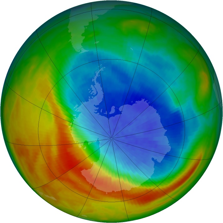 Antarctic ozone map for 06 October 1982